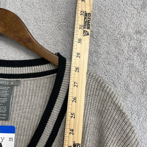 NEW Matty M Women's L Varsity Cardigan Sweater Gray Striped - Picture 5 of 8